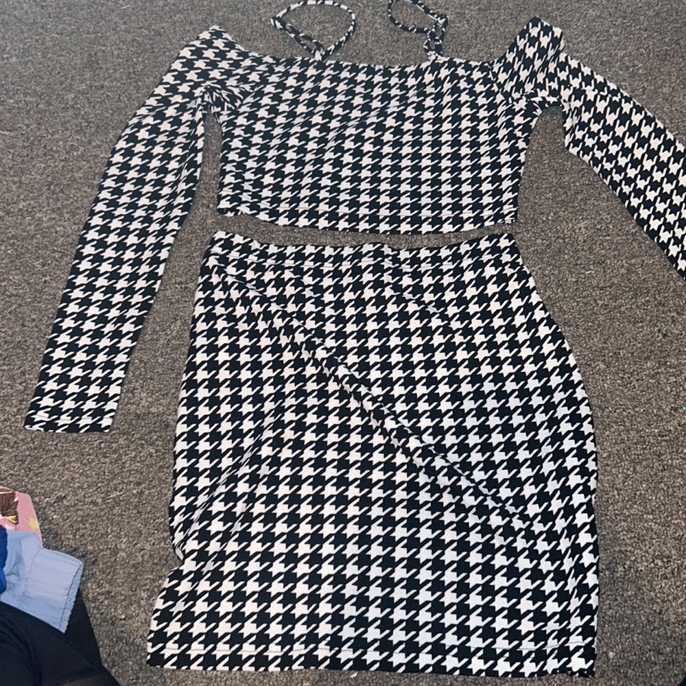 black and white set never worn .